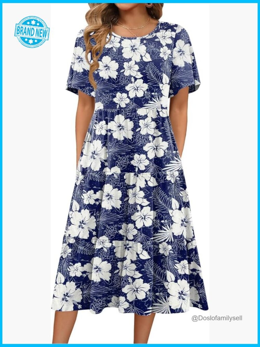 Flutter Sleeve Midi Dress Boho Tiered Flowy Casual with Pockets Summer Wear